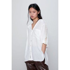 ZARA women's size M contrast white classic shirt